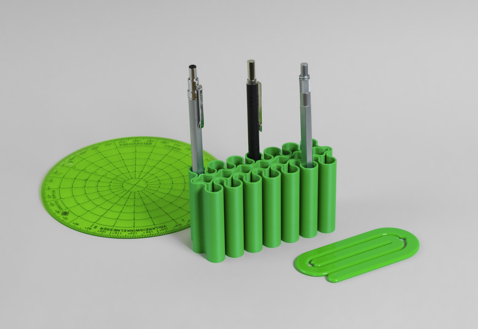 3D printed prototypes on a workbench